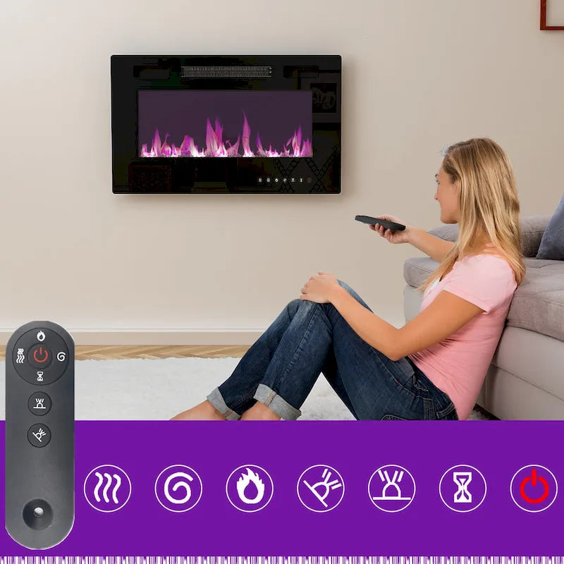 Remote-Controlled Electric Fireplace TV Stand Entertainment Center 21