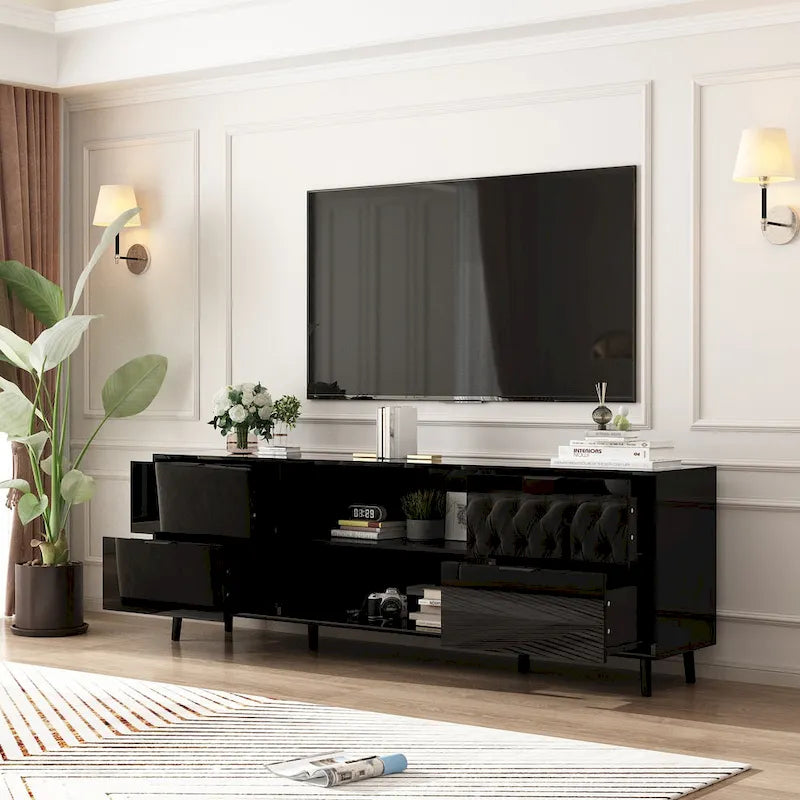 Electric Fireplace TV Stand Entertainment Center with LED Flame Effects and Remote Control 26