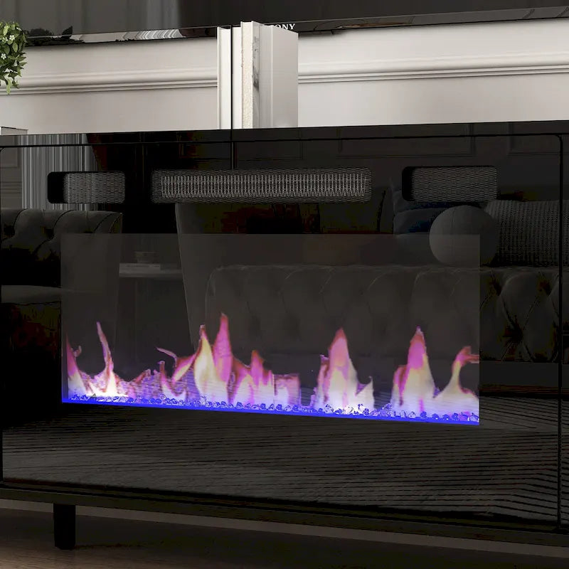 Electric Fireplace TV Stand Entertainment Center with LED Flame Effects and Remote Control 34
