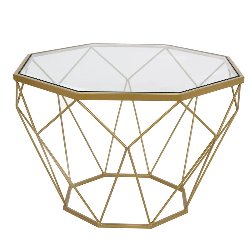 Malibu 22 Modern Octagonal Coffee Table with Tempered Glass Top and Durable Metal Geometric Base for Living Room or Office 37