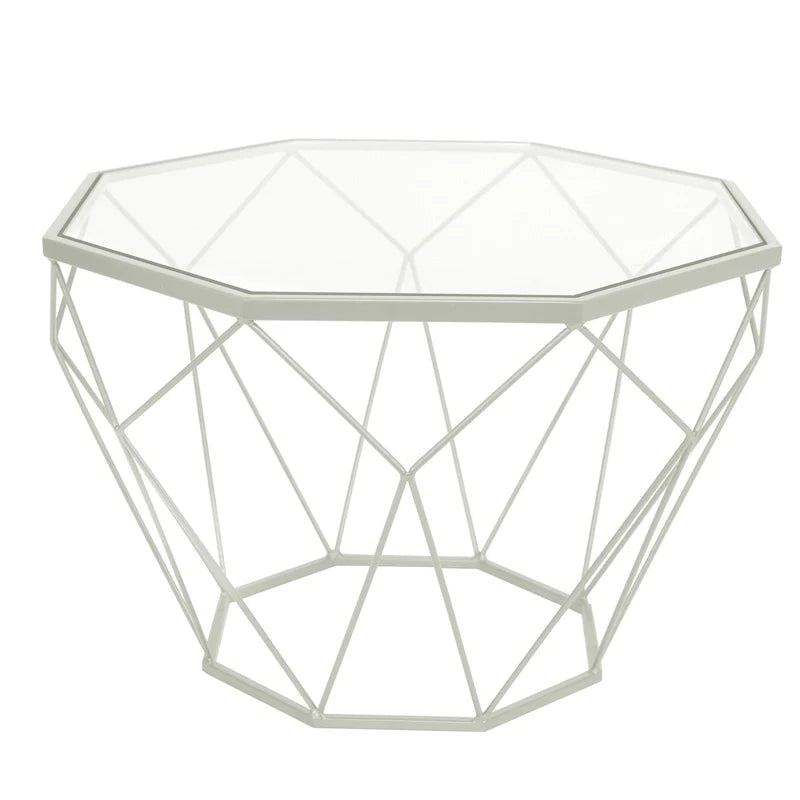 Malibu 22 Modern Octagonal Coffee Table with Tempered Glass Top and Durable Metal Geometric Base for Living Room or Office 41