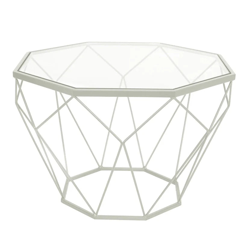 Malibu 22 Modern Octagonal Coffee Table with Tempered Glass Top and Durable Metal Geometric Base for Living Room or Office 5