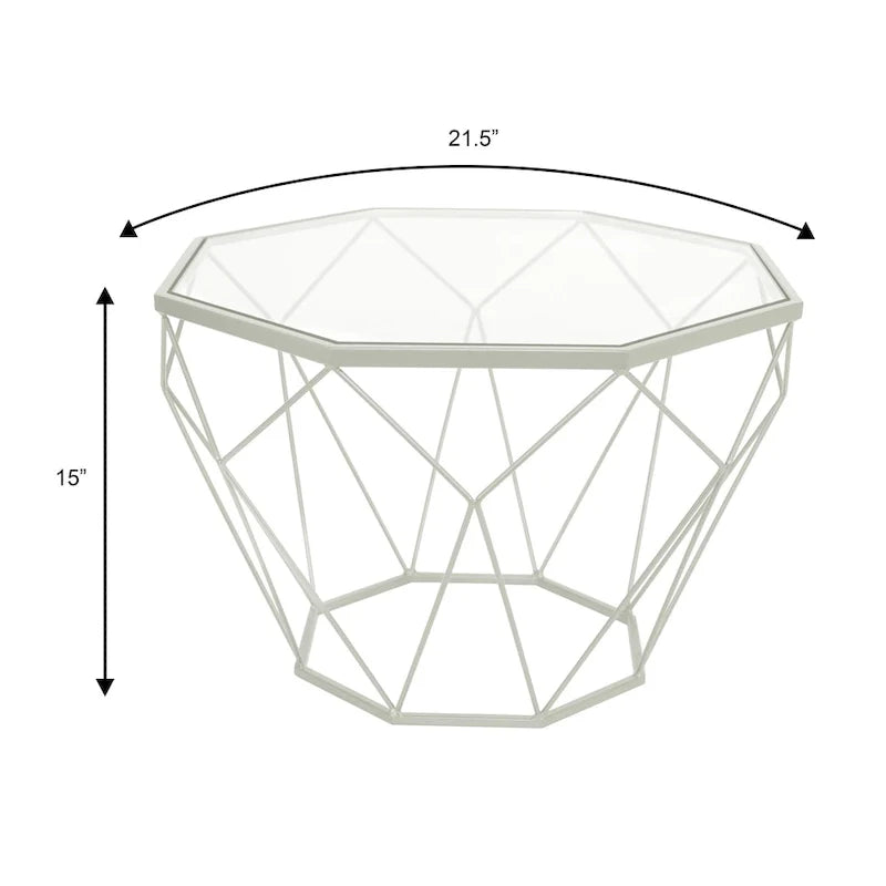 Malibu 22 Modern Octagonal Coffee Table with Tempered Glass Top and Durable Metal Geometric Base for Living Room or Office 14