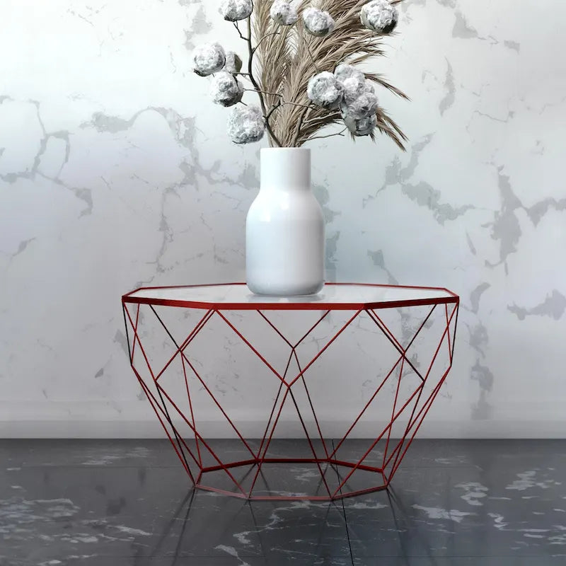 Malibu 22 Modern Octagonal Coffee Table with Tempered Glass Top and Durable Metal Geometric Base for Living Room or Office 16