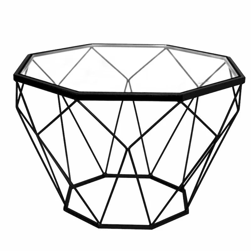 Malibu 22 Modern Octagonal Coffee Table with Tempered Glass Top and Durable Metal Geometric Base for Living Room or Office 25