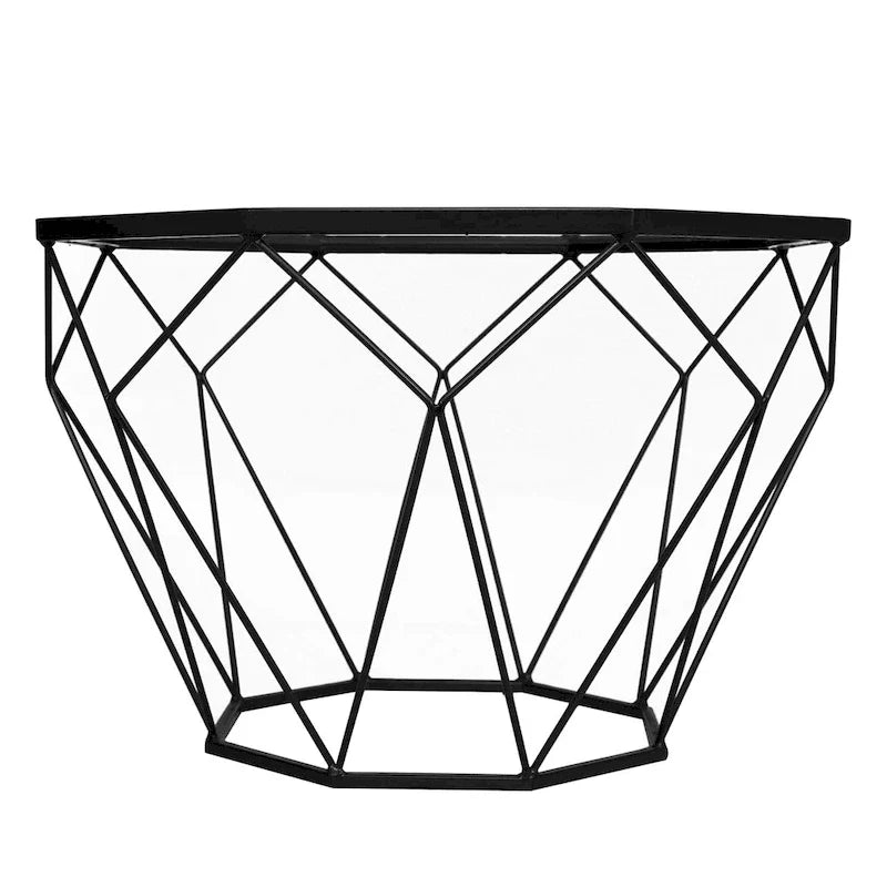 Malibu 22 Modern Octagonal Coffee Table with Tempered Glass Top and Durable Metal Geometric Base for Living Room or Office 27
