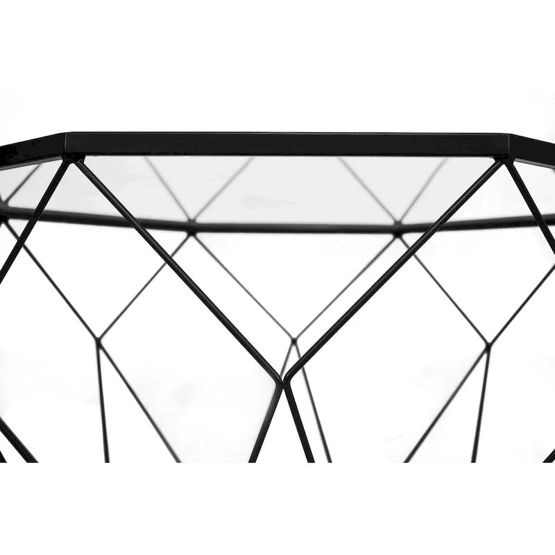 Malibu 22 Modern Octagonal Coffee Table with Tempered Glass Top and Durable Metal Geometric Base for Living Room or Office 28