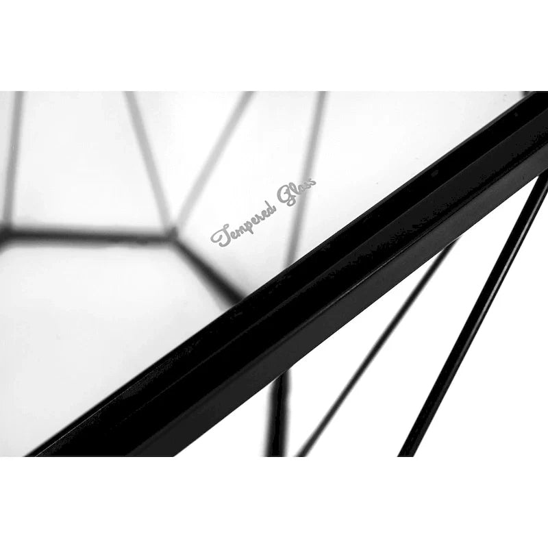 Malibu 22 Modern Octagonal Coffee Table with Tempered Glass Top and Durable Metal Geometric Base for Living Room or Office 29