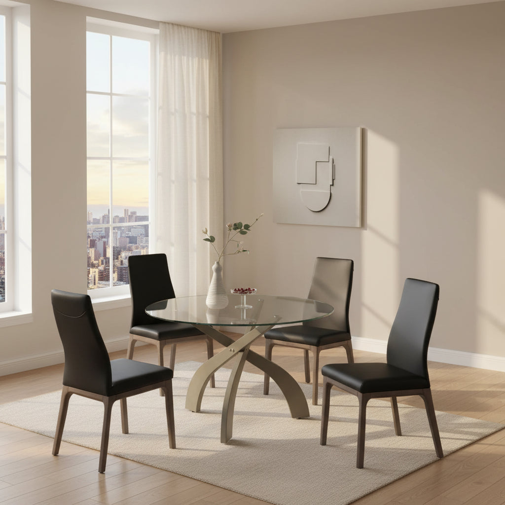 Somette Pogo Criss Cross Dining Set Featuring Black Chairs 1