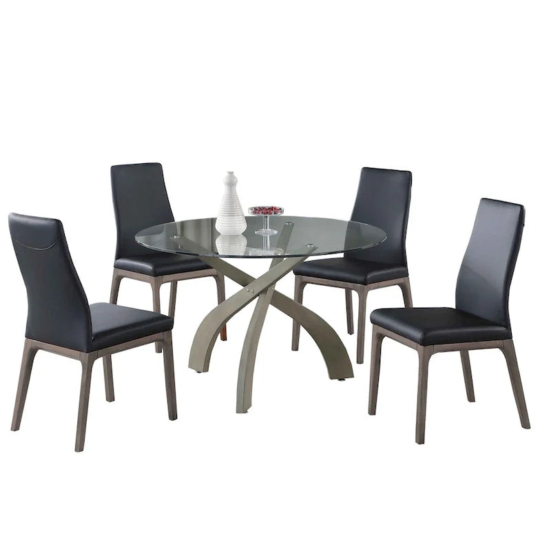 Somette Pogo Criss Cross Dining Set Featuring Black Chairs 2