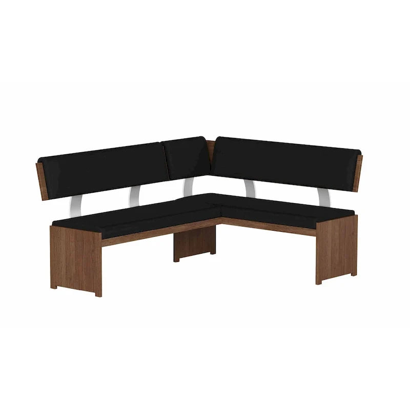 Somette Emily Contemporary Wooden Dining Set with Table, Nook, and Bench 3