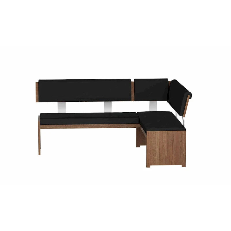 Somette Emily Contemporary Wooden Dining Set with Table, Nook, and Bench 4