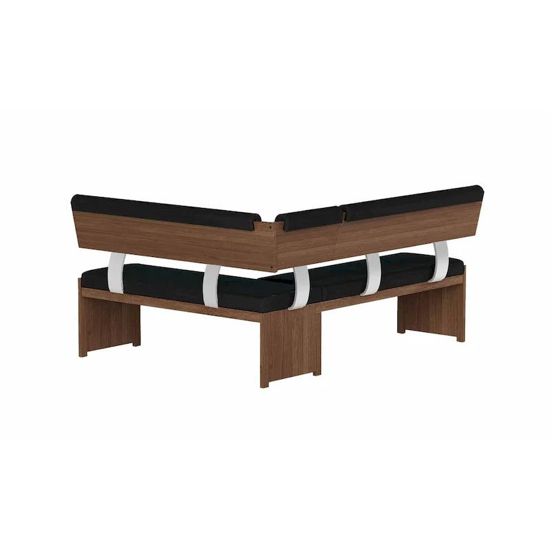 Somette Emily Contemporary Wooden Dining Set with Table, Nook, and Bench 5