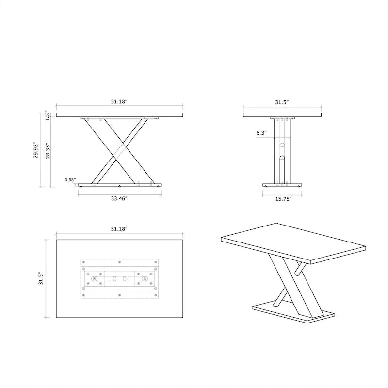 Somette Emily Contemporary Wooden Dining Set with Table, Nook, and Bench 15