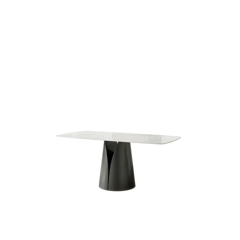 Contemporary Rectangular Dining Table with Elegant White Slate Surface 5