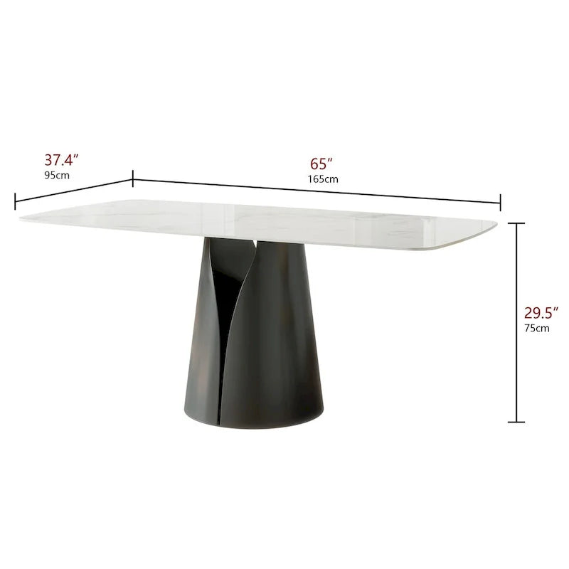 Contemporary Rectangular Dining Table with Elegant White Slate Surface 6