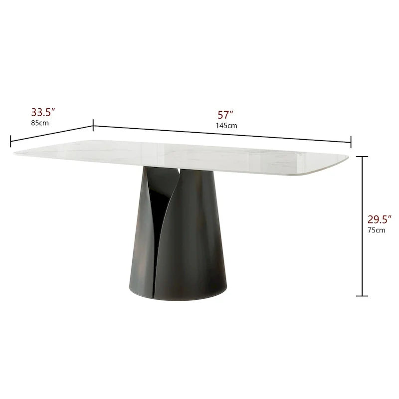 Contemporary Rectangular Dining Table with Elegant White Slate Surface 7