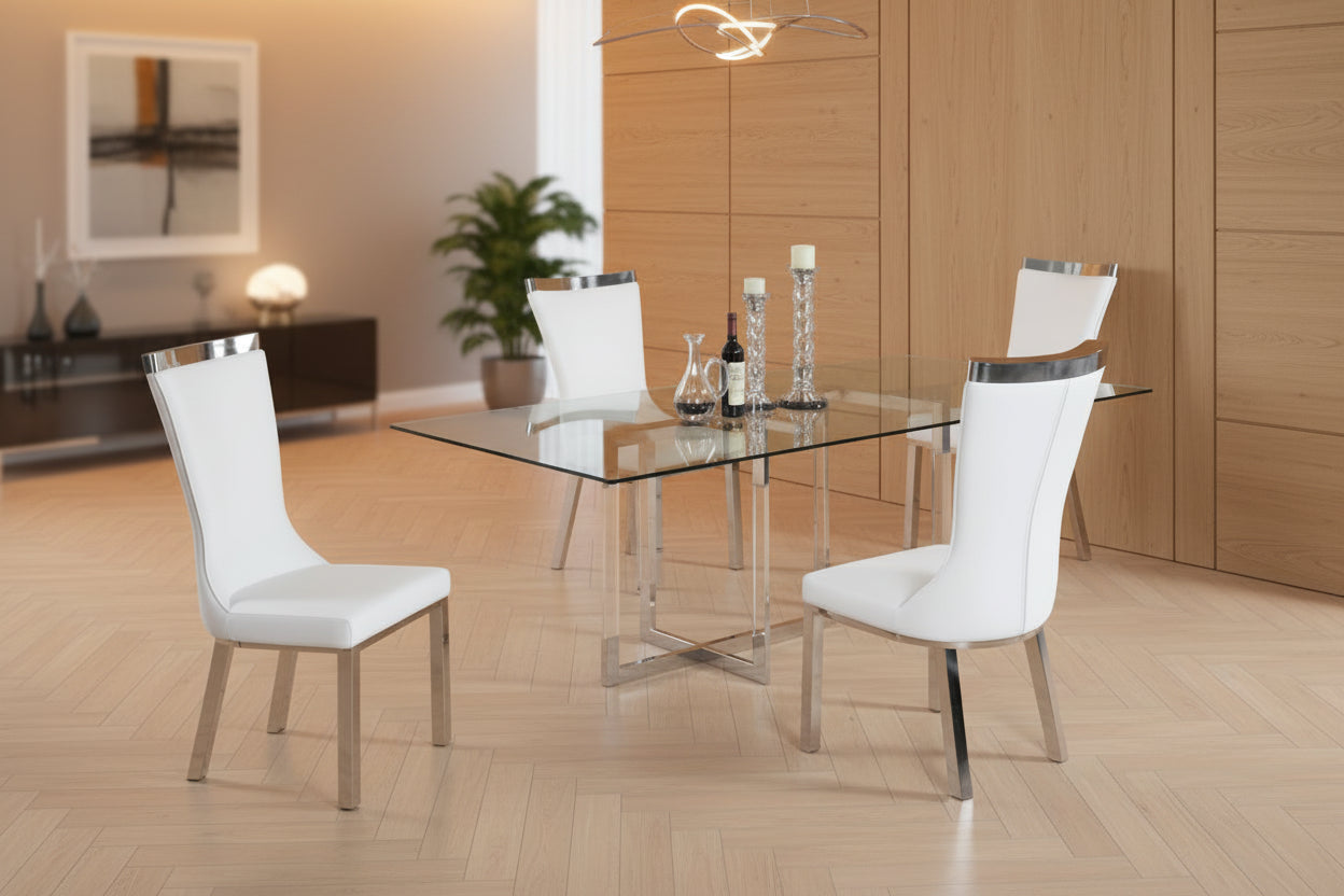 Somette Amanda 5-Piece Dining Set with Glass and Acrylic Design 1