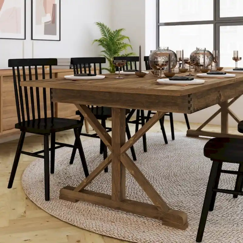 9' x 40" Rustic Solid Pine Folding Dining Table - Antique Style 2