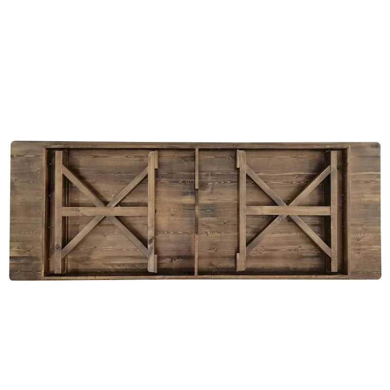 9' x 40" Rustic Solid Pine Folding Dining Table - Antique Style 7
