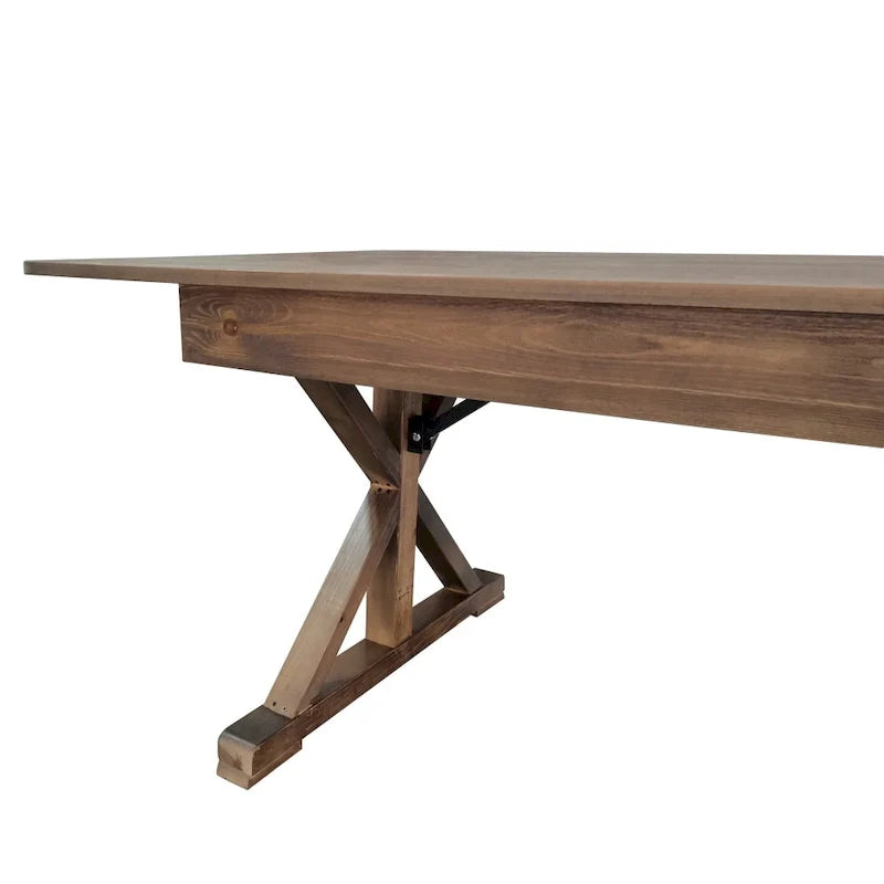 9' x 40" Rustic Solid Pine Folding Dining Table - Antique Style 8