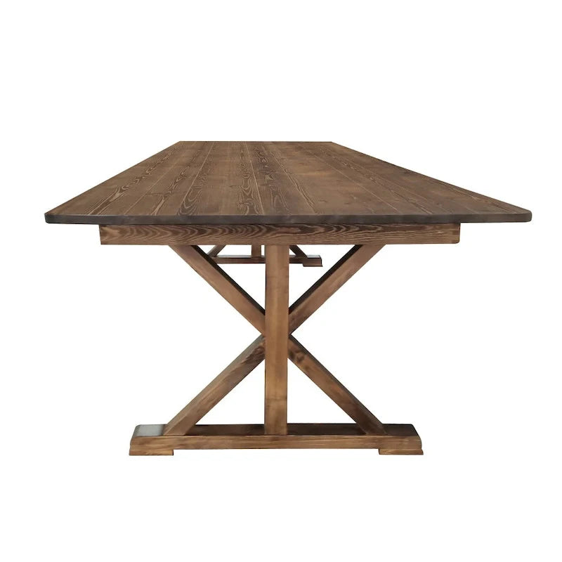 9' x 40" Rustic Solid Pine Folding Dining Table - Antique Style 11
