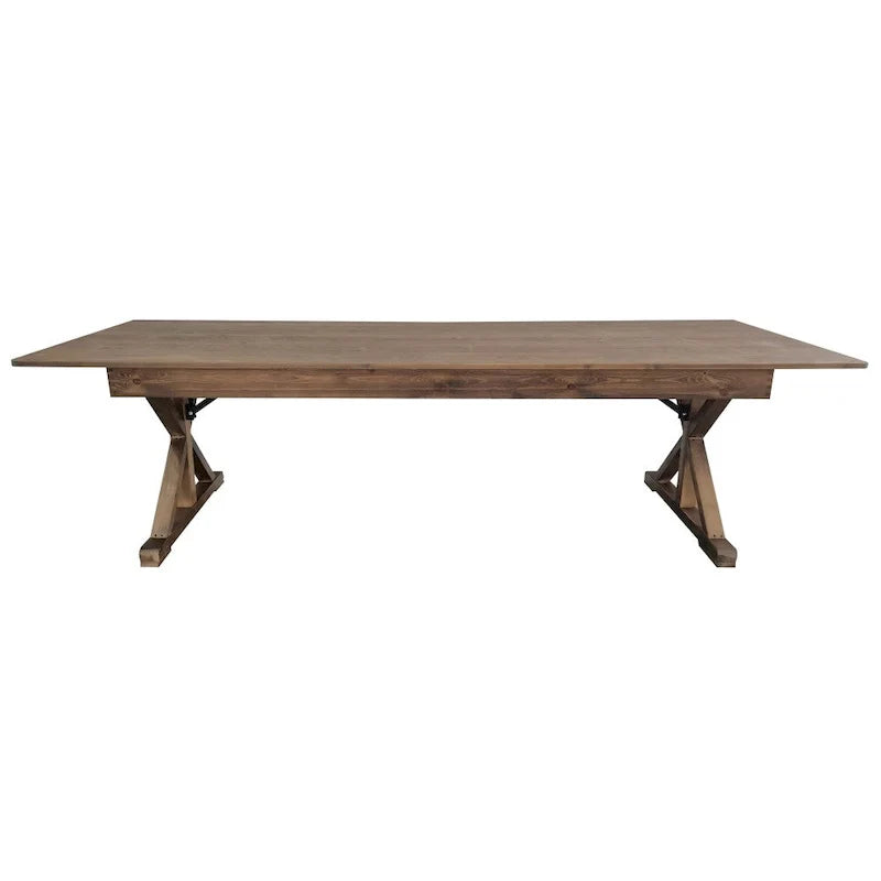 9' x 40" Rustic Solid Pine Folding Dining Table - Antique Style 12