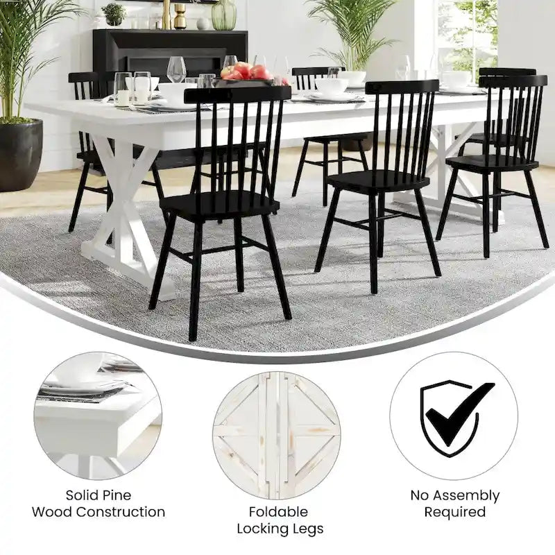 9' x 40" Rustic Solid Pine Folding Dining Table - Antique Style 18