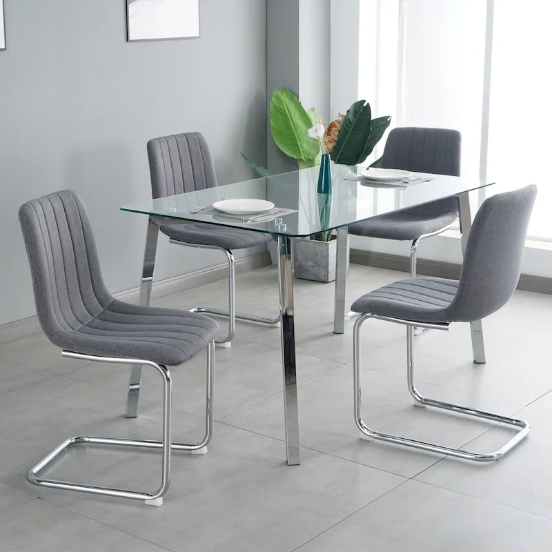 4-Piece Modern Dining Chair Set with Metal Legs 23