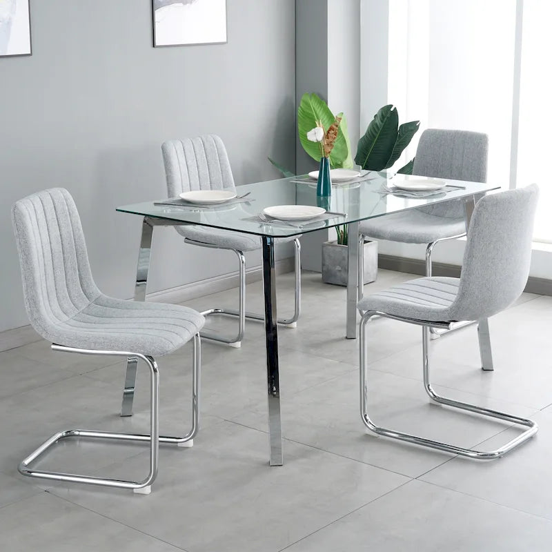 4-Piece Modern Dining Chair Set with Metal Legs 24