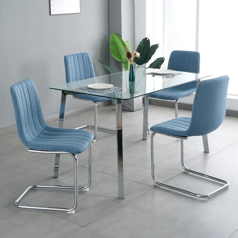 4-Piece Modern Dining Chair Set with Metal Legs 1