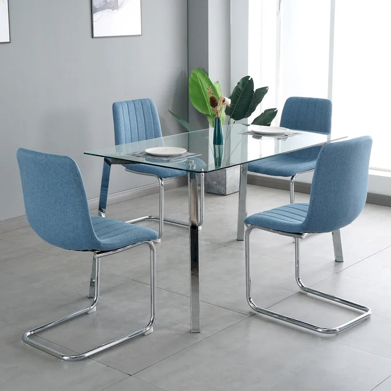 4-Piece Modern Dining Chair Set with Metal Legs 2