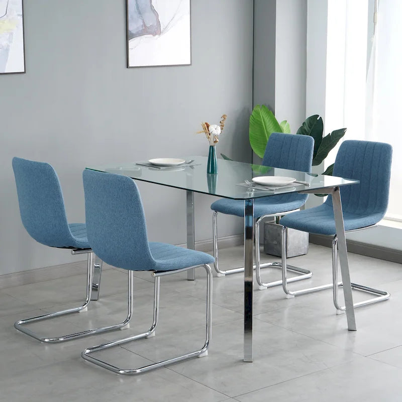 4-Piece Modern Dining Chair Set with Metal Legs 3