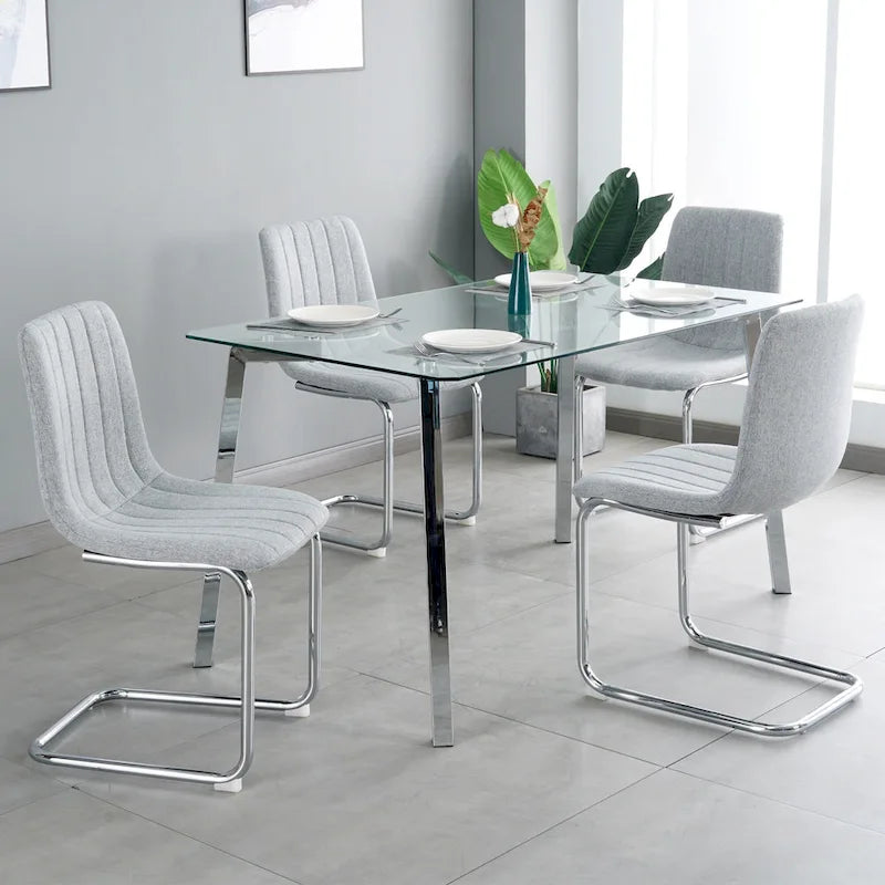 4-Piece Modern Dining Chair Set with Metal Legs 8