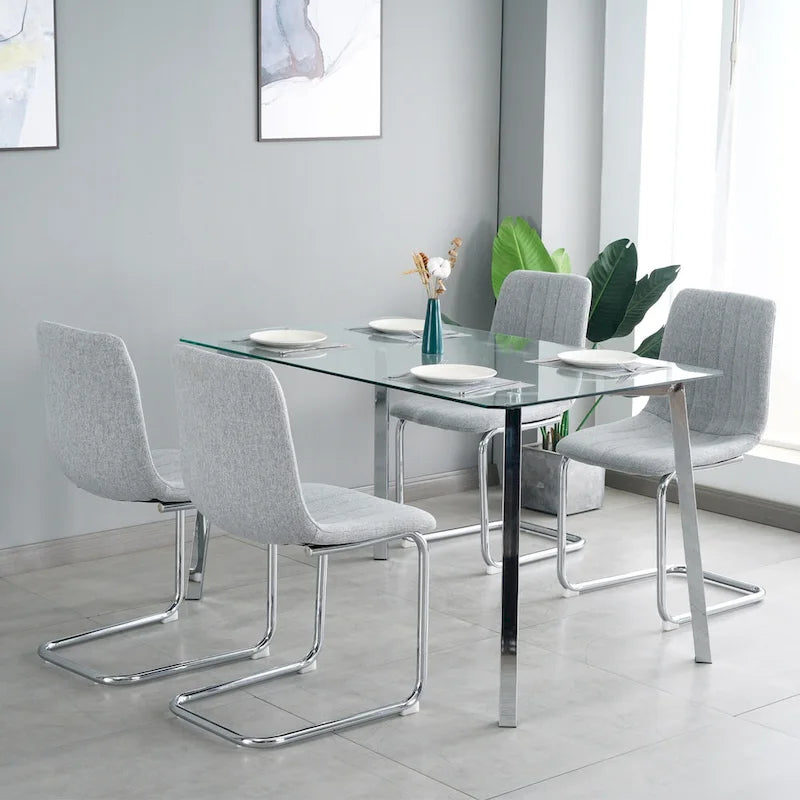 4-Piece Modern Dining Chair Set with Metal Legs 10
