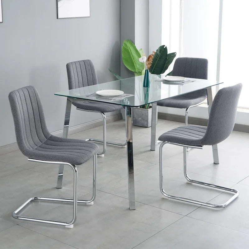 4-Piece Modern Dining Chair Set with Metal Legs 15