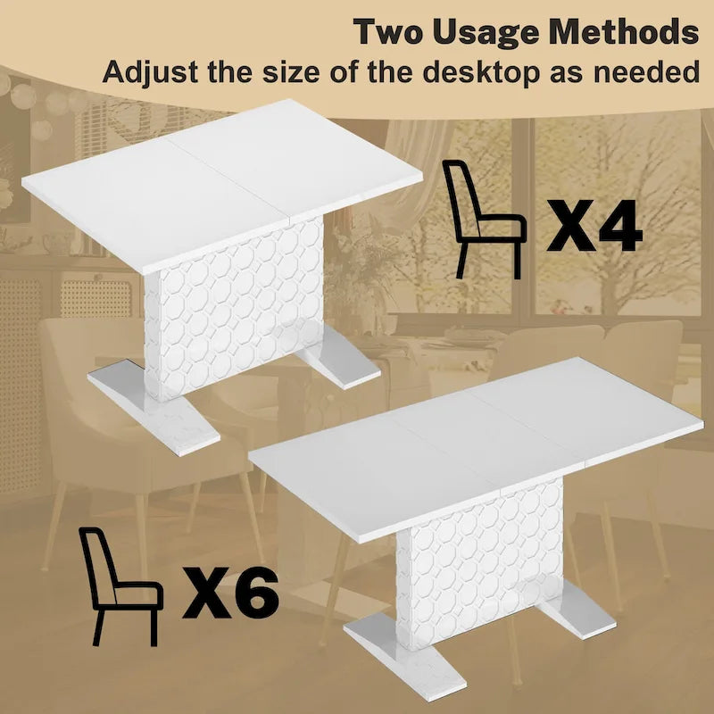 Clihome Glossy Wood Expandable Dining Table for 6 Guests 5