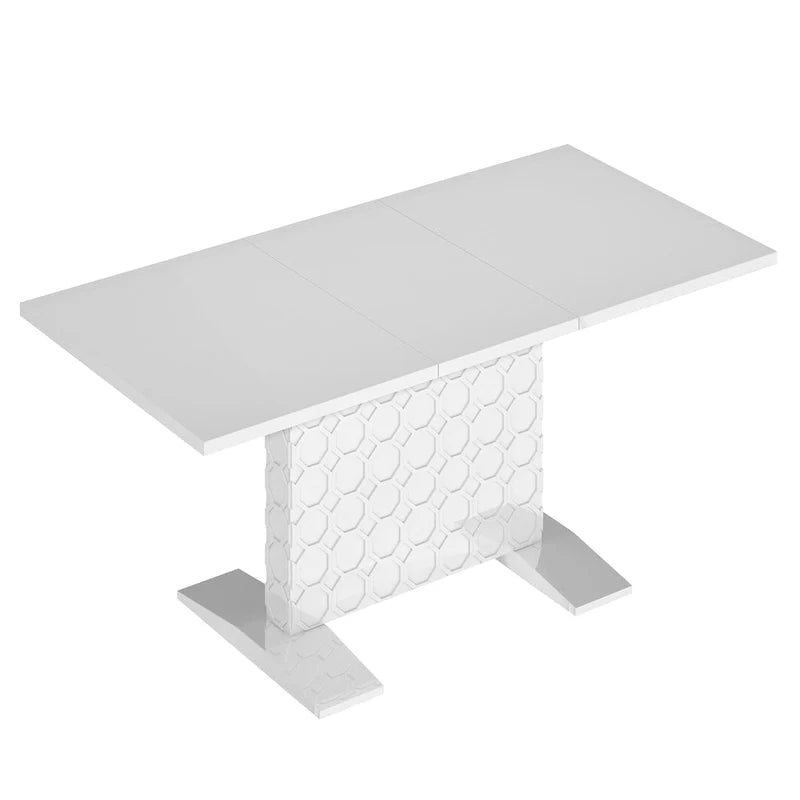 Clihome Glossy Wood Expandable Dining Table for 6 Guests 7