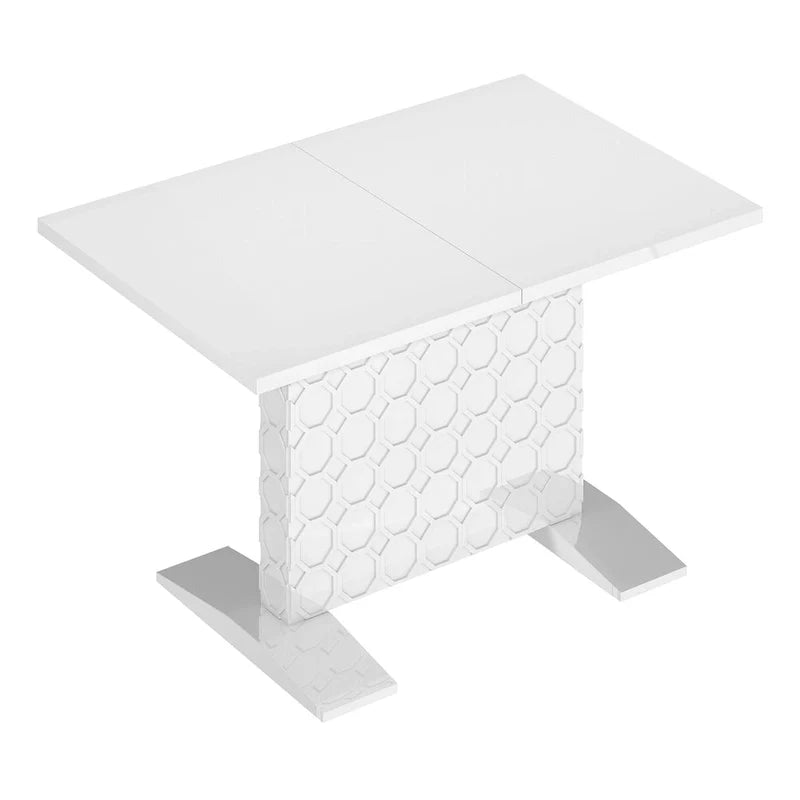 Clihome Glossy Wood Expandable Dining Table for 6 Guests 8