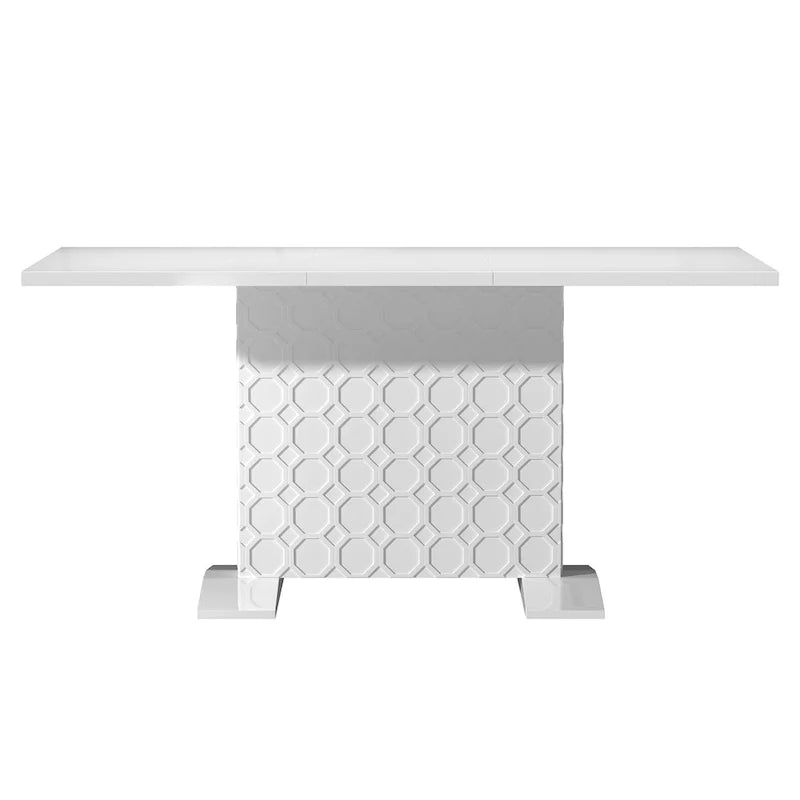 Clihome Glossy Wood Expandable Dining Table for 6 Guests 9