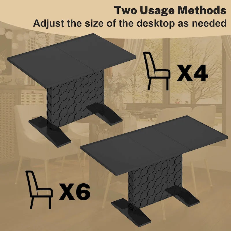 Clihome Glossy Wood Expandable Dining Table for 6 Guests 13