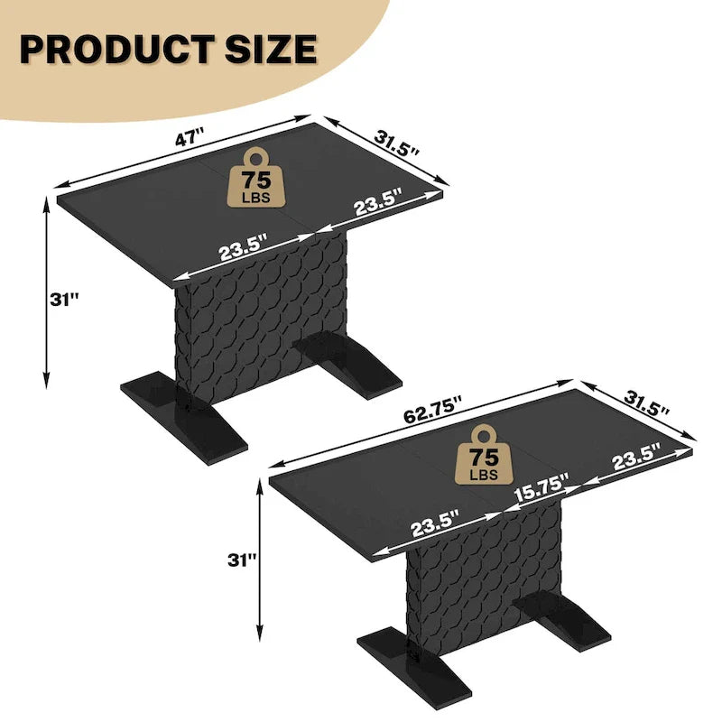 Clihome Glossy Wood Expandable Dining Table for 6 Guests 14