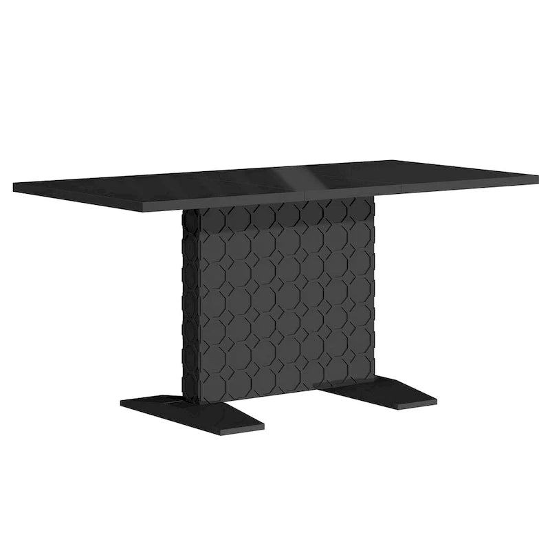 Clihome Glossy Wood Expandable Dining Table for 6 Guests 18