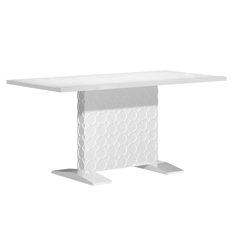 Clihome Glossy Wood Expandable Dining Table for 6 Guests 20