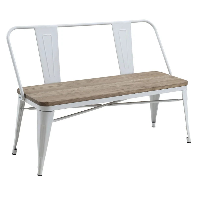 Furniture of America Rish 47-Inch Industrial Metal Dining Bench with Backrest 2