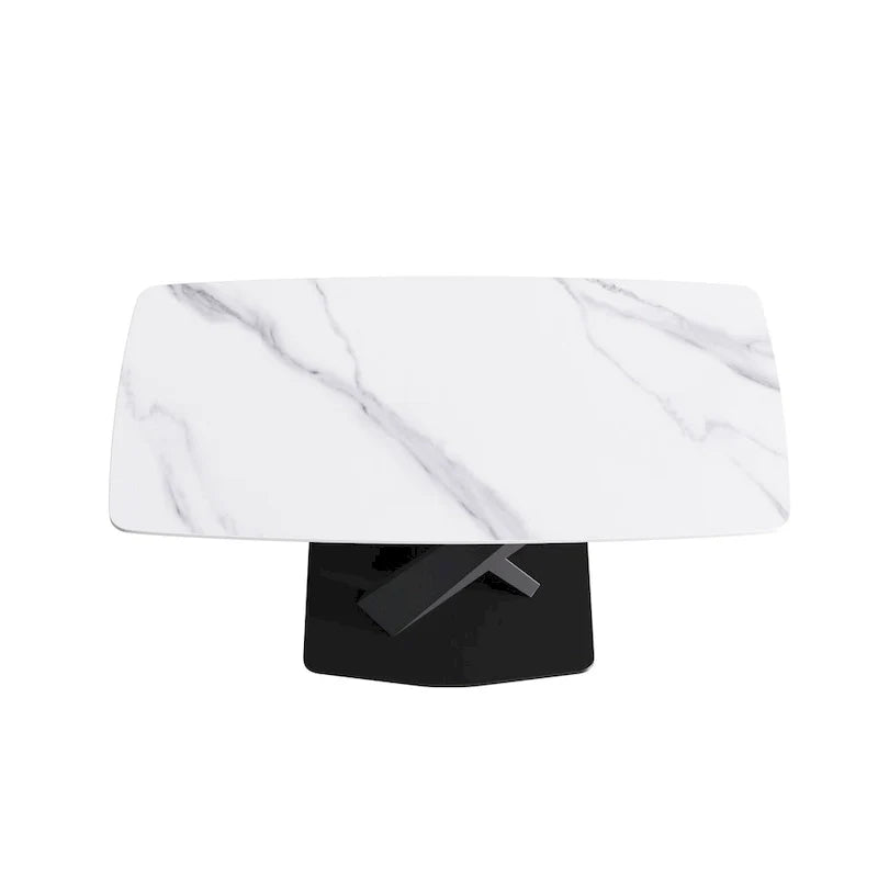 63-Inch Contemporary Dining Table with Slate Stone Surface and Metal Legs, Marble Finish 24
