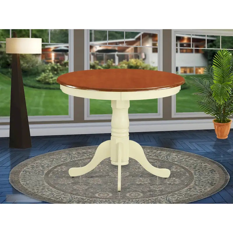 East West Furniture Antique Round Dining Table - 36x36 Inch Kitchen Table with Pedestal Base (Multiple Finish Options) 8