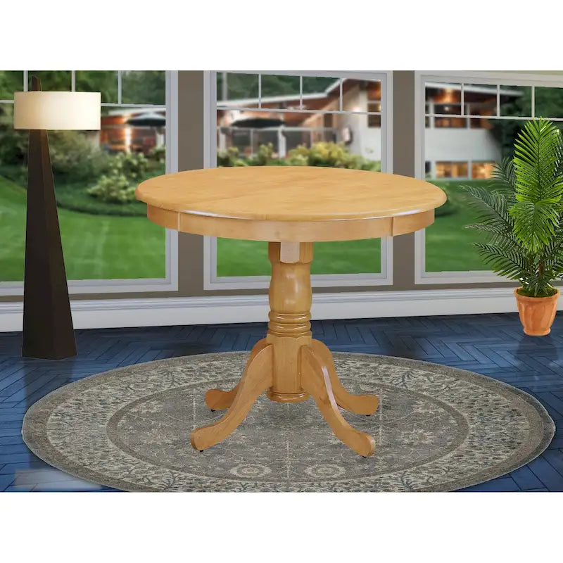 East West Furniture Antique Round Dining Table - 36x36 Inch Kitchen Table with Pedestal Base (Multiple Finish Options) 9
