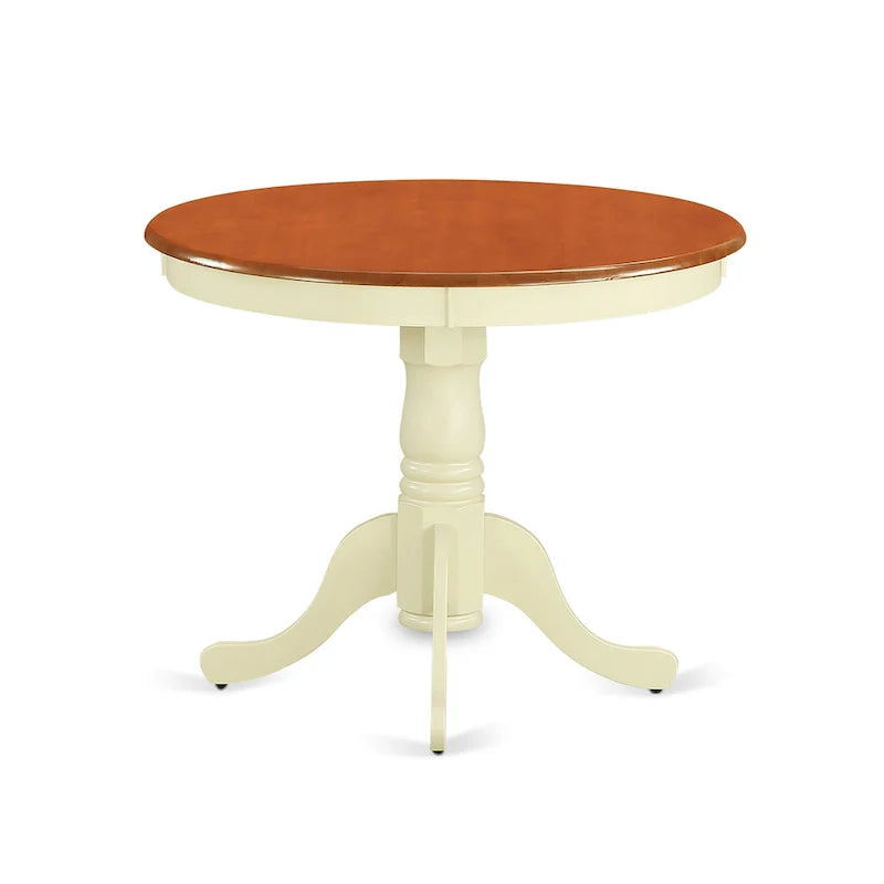 East West Furniture Antique Round Dining Table - 36x36 Inch Kitchen Table with Pedestal Base (Multiple Finish Options) 2
