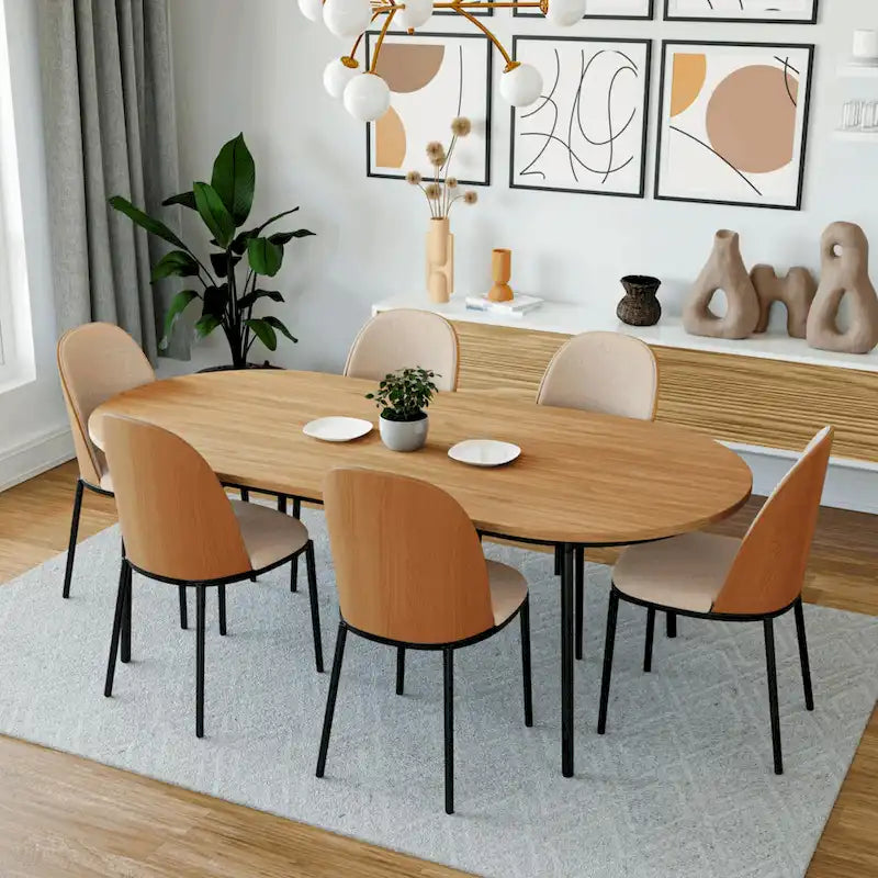 LeisureMod Tule Collection 7-Piece Black Steel Dining Set with 6 Chairs and Table 20